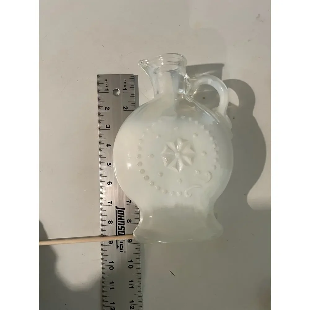 Milk Glass Decanter | Embossed Starburst | Empty Bottle | Decor - Vintage